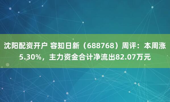 沈阳配资开户 容知日新（688768）周评：本周涨5.30%，主力资金合计净流出82.07万元