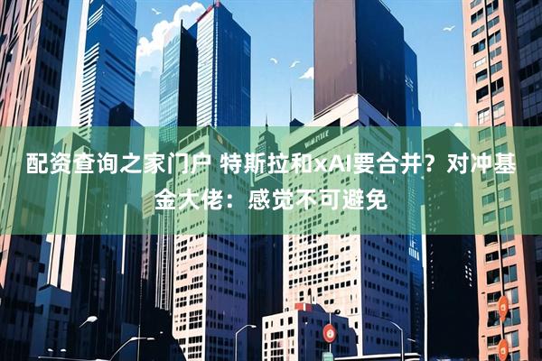 配资查询之家门户 特斯拉和xAI要合并？对冲基金大佬：感觉不可避免